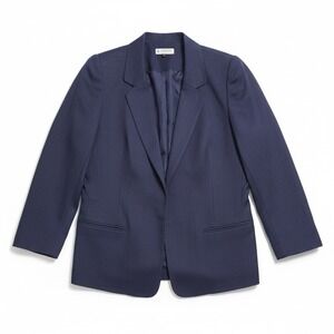 Peabody Navy Blue Blazer, Women's Size 7/8 Jacket, Linen Blend, Made in Romania